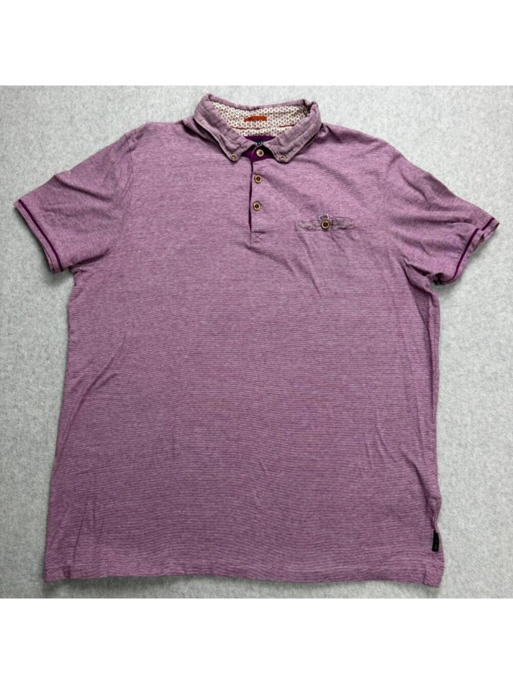 Ted Baker Polo Shirt Mens 6 US 2XL Purple Button Down Short Sleeve Outdoor